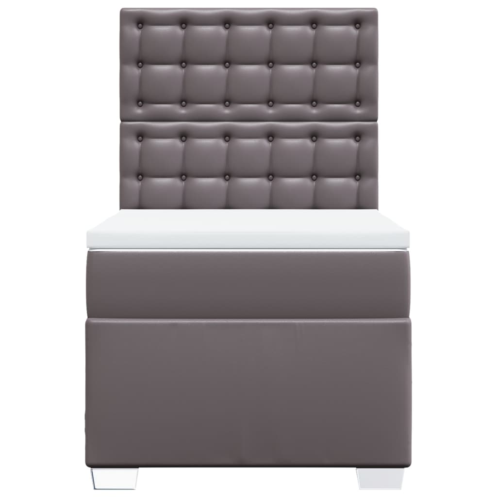 vidaXL Κρεβάτι Boxspring με Στρώμα Γκρι 80 x 200 εκ. Συνθετικό Δέρμα