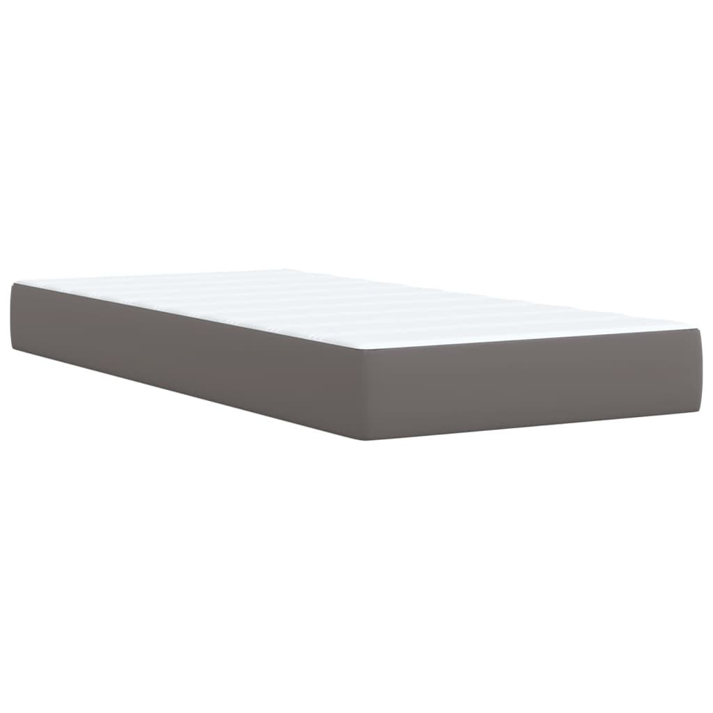 vidaXL Κρεβάτι Boxspring με Στρώμα Γκρι 80 x 200 εκ. Συνθετικό Δέρμα