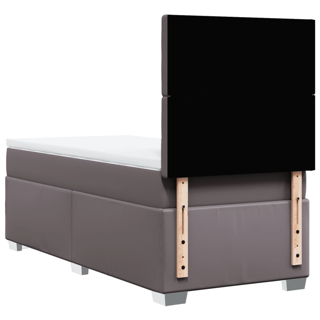 vidaXL Κρεβάτι Boxspring με Στρώμα Γκρι 80 x 200 εκ. Συνθετικό Δέρμα