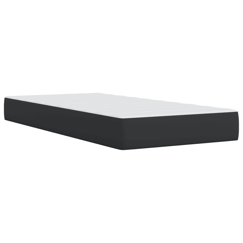 vidaXL Κρεβάτι Boxspring με Στρώμα Μαύρο 90x190εκ. από Συνθετικό Δέρμα