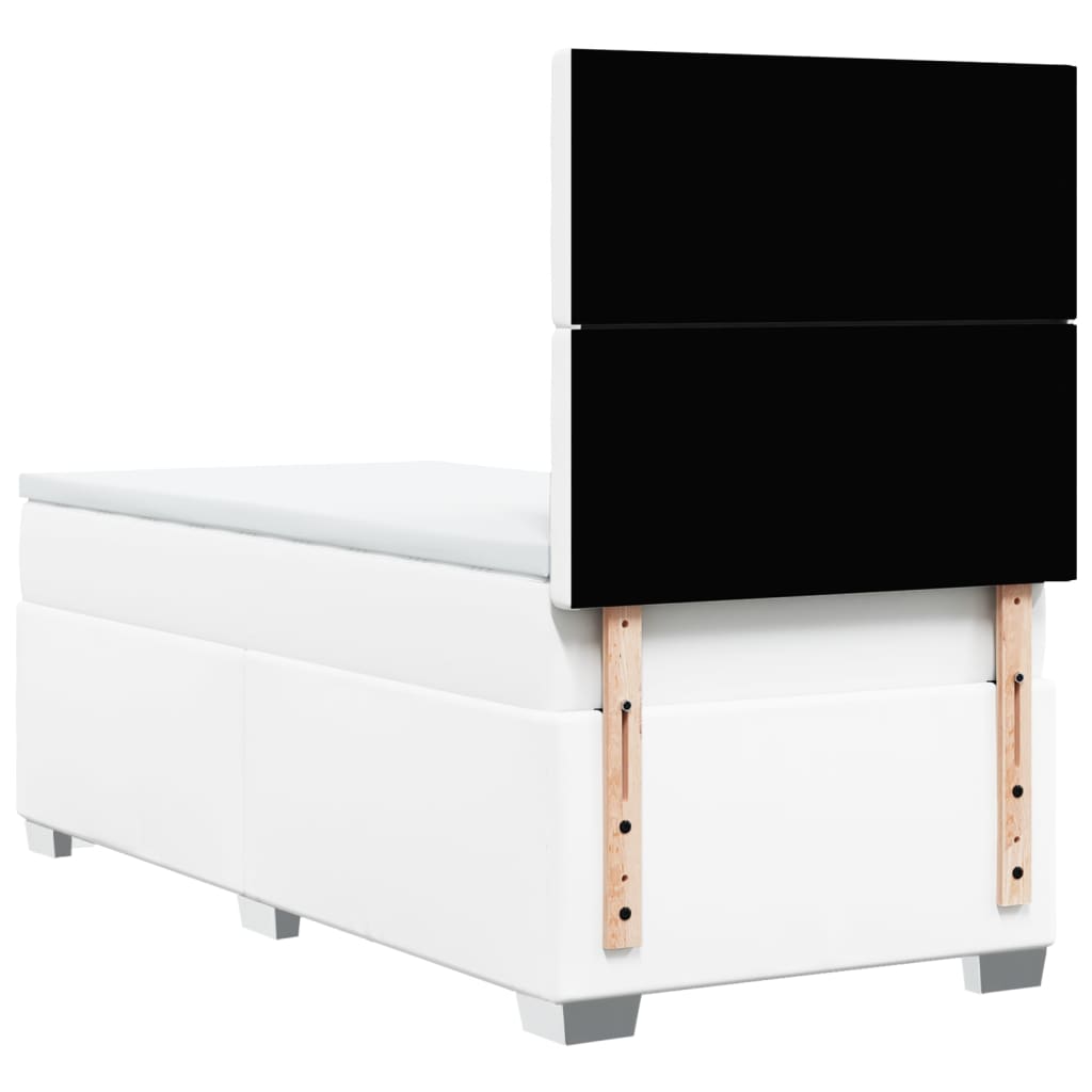 vidaXL Κρεβάτι Boxspring με Στρώμα Λευκό 90x190εκ. από Συνθετικό Δέρμα