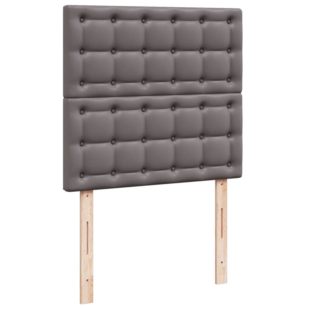 vidaXL Κρεβάτι Boxspring με Στρώμα Γκρι 90x190 εκ. από Συνθετικό Δέρμα