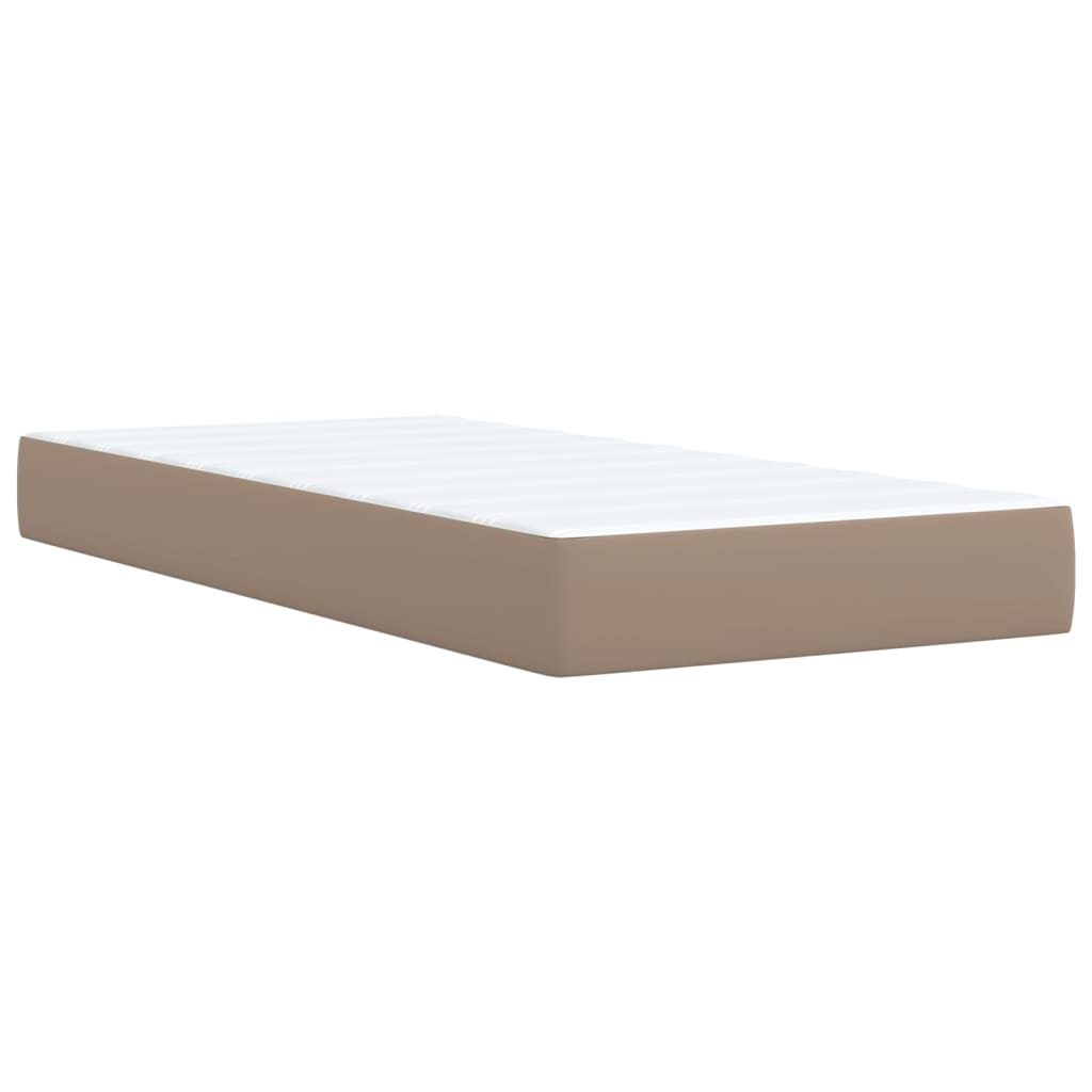 vidaXL Κρεβάτι Boxspring με Στρώμα Καπουτσίνο 90x190εκ.από Συνθ. Δέρμα