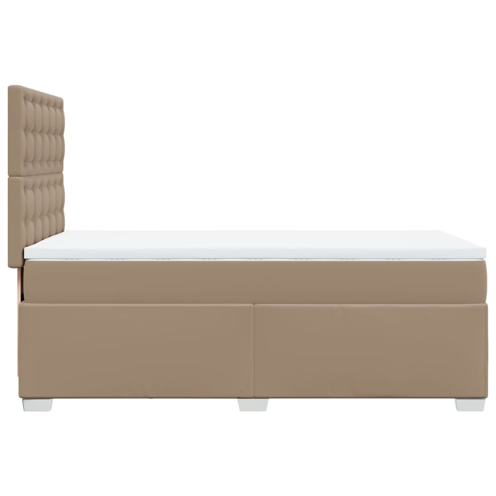 vidaXL Κρεβάτι Boxspring με Στρώμα Καπουτσίνο 90x190εκ.από Συνθ. Δέρμα