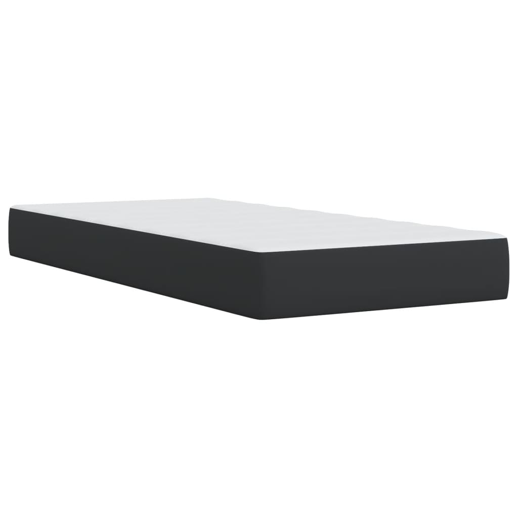 vidaXL Κρεβάτι Boxspring με Στρώμα Μαύρο 90x200εκ. από Συνθετικό Δέρμα