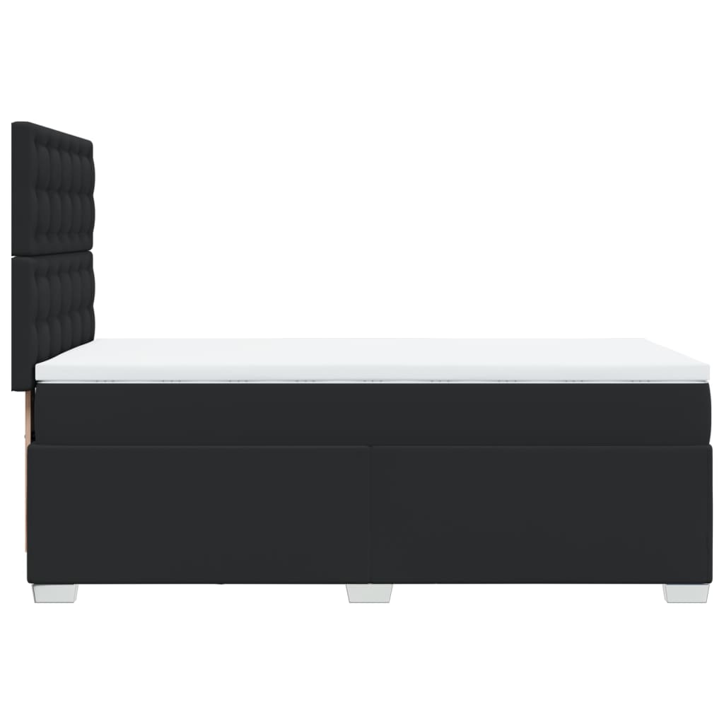vidaXL Κρεβάτι Boxspring με Στρώμα Μαύρο 90x200εκ. από Συνθετικό Δέρμα