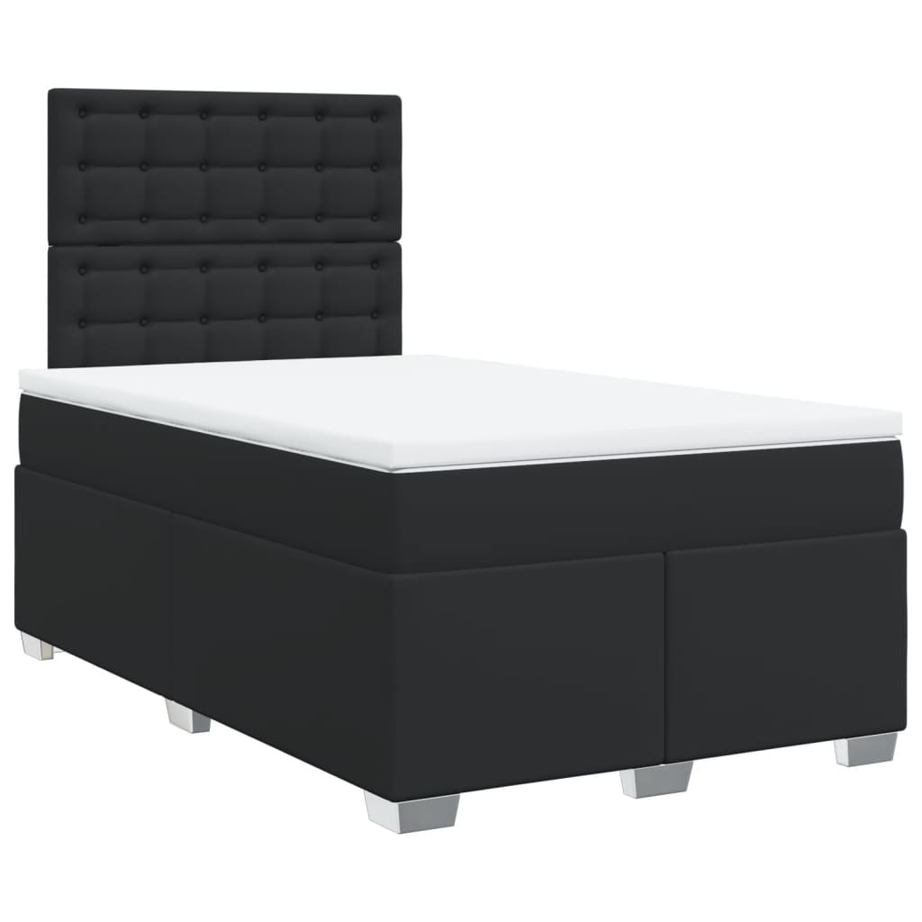 vidaXL Κρεβάτι Boxspring με Στρώμα Μαύρο 120x190εκ.από Συνθετικό Δέρμα