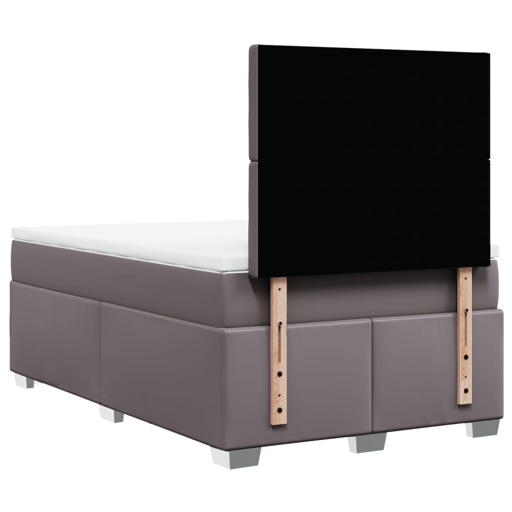 vidaXL Κρεβάτι Boxspring με Στρώμα Γκρι 120x190εκ. από Συνθετικό Δέρμα