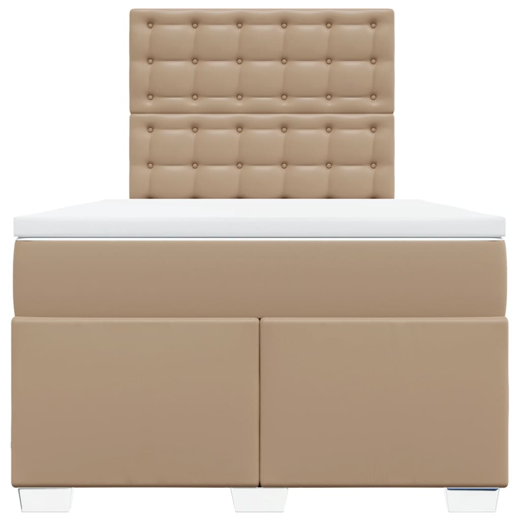 vidaXL Κρεβάτι Boxspring με Στρώμα Καπουτσίνο 120x190εκ.από Συνθ.Δέρμα