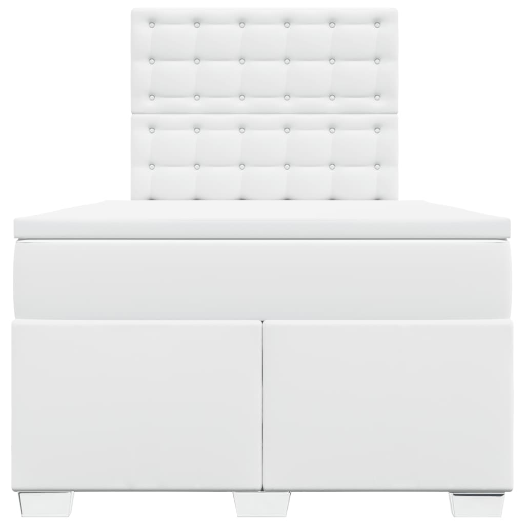 vidaXL Κρεβάτι Boxspring με Στρώμα Λευκό 120x200εκ.από Συνθετικό Δέρμα
