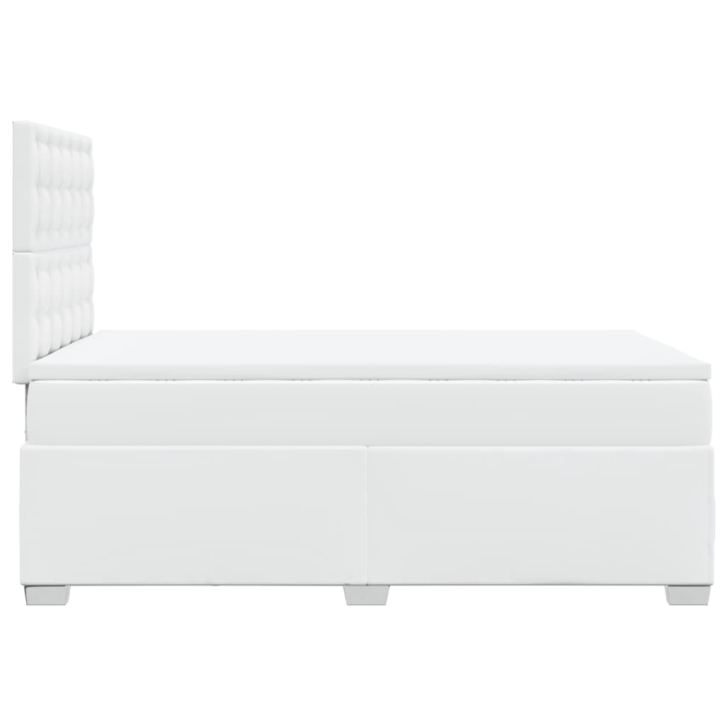 vidaXL Κρεβάτι Boxspring με Στρώμα Λευκό 120x200εκ.από Συνθετικό Δέρμα