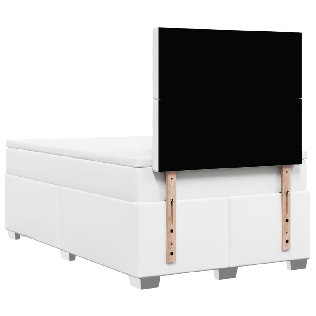 vidaXL Κρεβάτι Boxspring με Στρώμα Λευκό 120x200εκ.από Συνθετικό Δέρμα