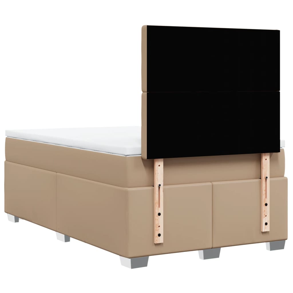 vidaXL Κρεβάτι Boxspring με Στρώμα Καπουτσίνο 120x200εκ.από Συνθ.Δέρμα