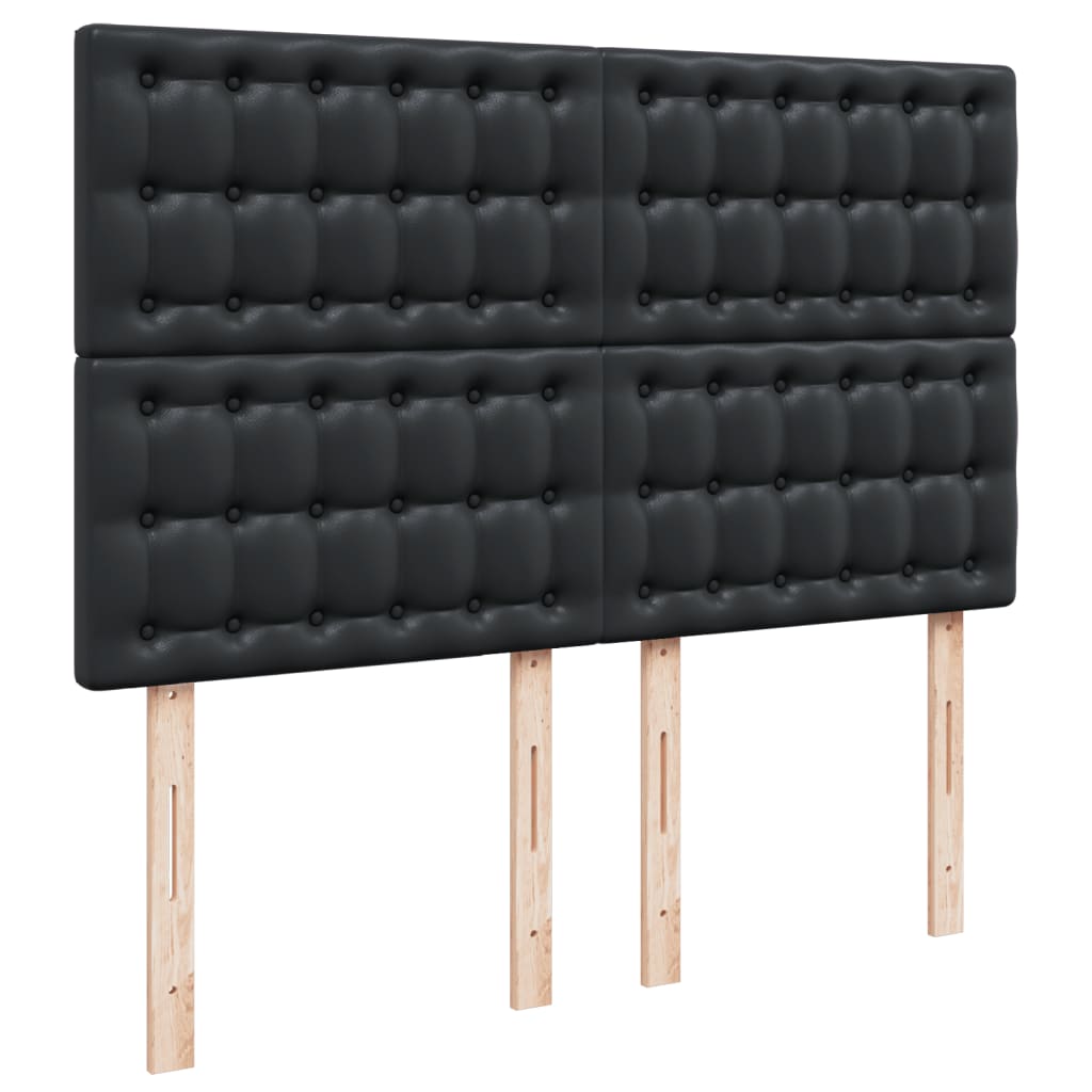 vidaXL Κρεβάτι Boxspring με Στρώμα Μαύρο 140x190εκ.από Συνθετικό Δέρμα