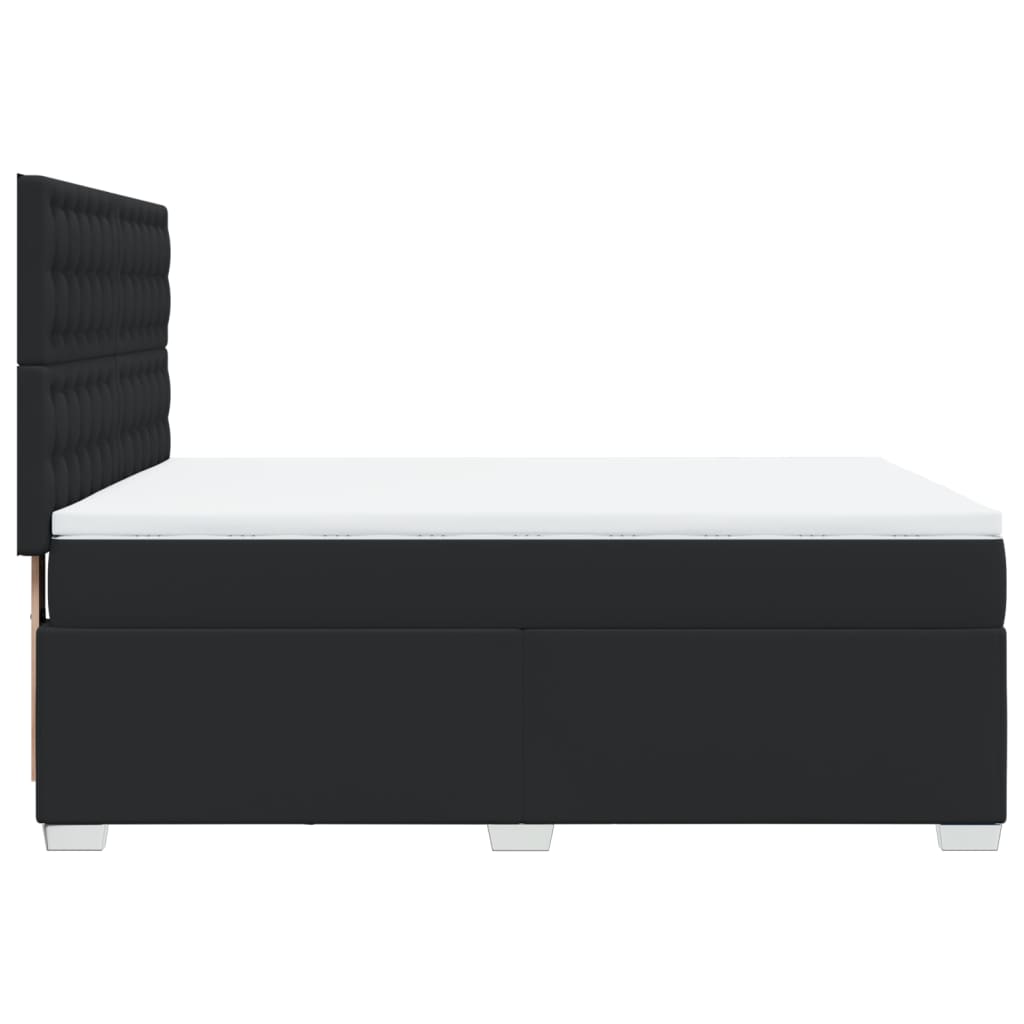 vidaXL Κρεβάτι Boxspring με Στρώμα Μαύρο 140x190εκ.από Συνθετικό Δέρμα