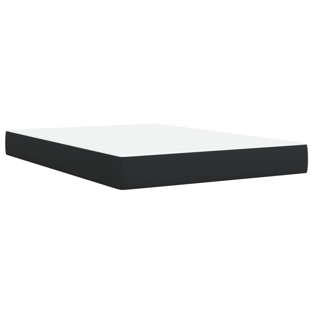 vidaXL Κρεβάτι Boxspring με Στρώμα Μαύρο 140x200εκ.από Συνθετικό Δέρμα