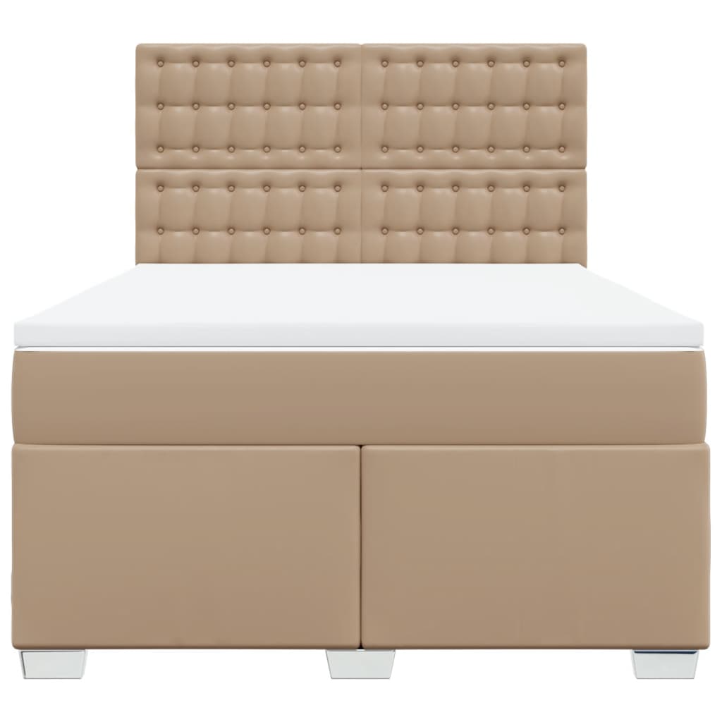 vidaXL Κρεβάτι Boxspring με Στρώμα Καπουτσίνο 140x200εκ.από Συνθ.Δέρμα