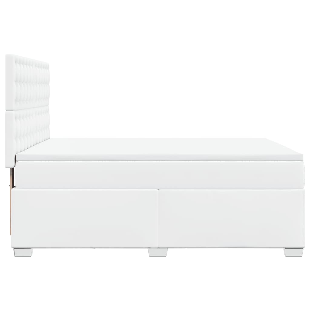 vidaXL Κρεβάτι Boxspring με Στρώμα Λευκό 160x200εκ.από Συνθετικό Δέρμα