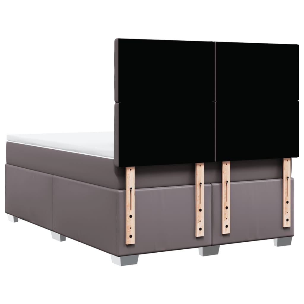 vidaXL Κρεβάτι Boxspring με Στρώμα Γκρι 160x200εκ. από Συνθετικό Δέρμα