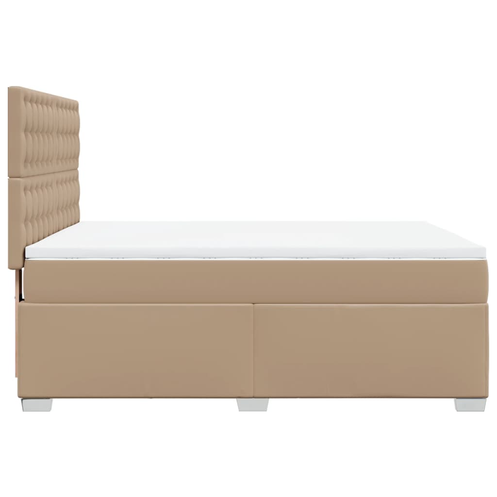 vidaXL Κρεβάτι Boxspring με Στρώμα Καπουτσίνο 160x200εκ.από Συνθ.Δέρμα