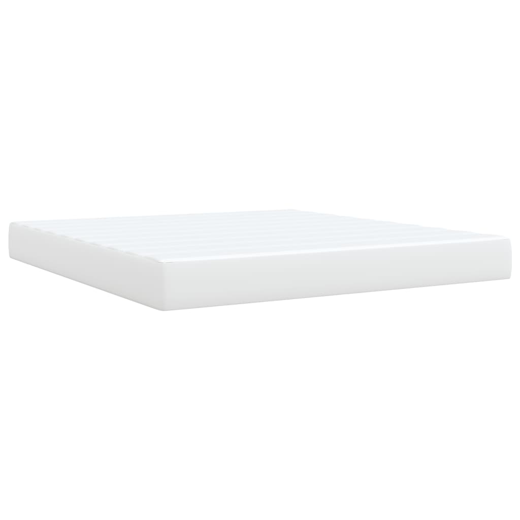 vidaXL Κρεβάτι Boxspring με Στρώμα Λευκό 180x200 εκ. Συνθετικό Δέρμα