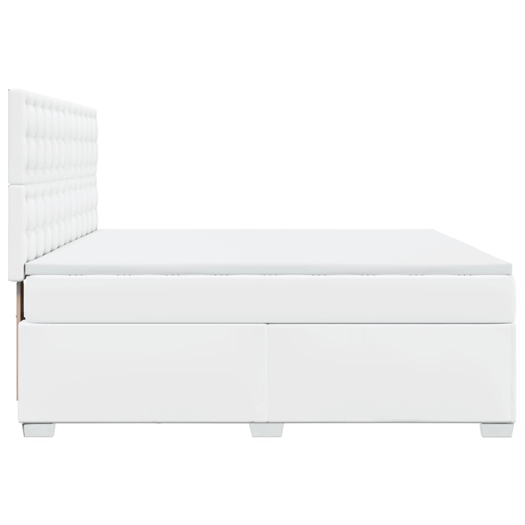 vidaXL Κρεβάτι Boxspring με Στρώμα Λευκό 180x200 εκ. Συνθετικό Δέρμα