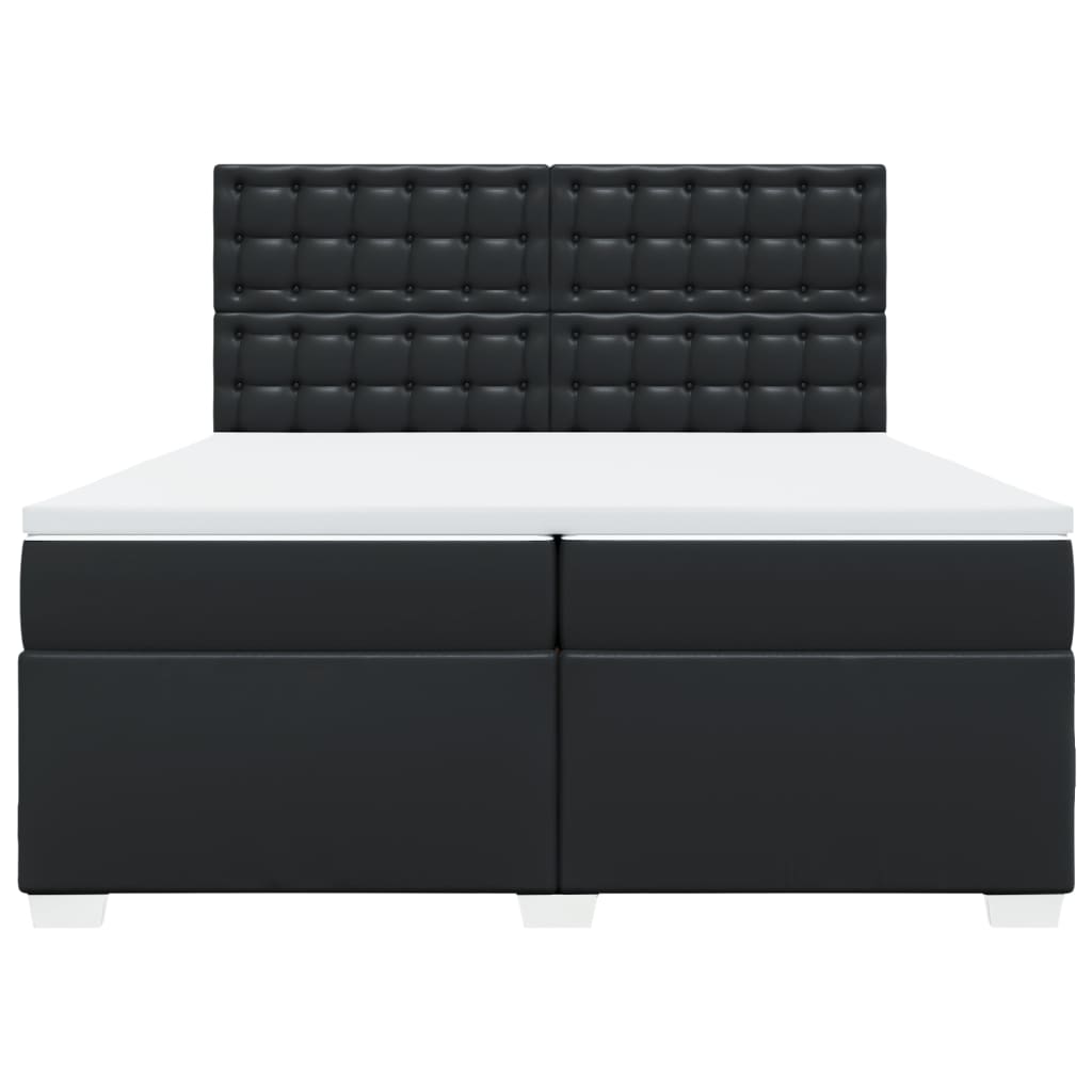 vidaXL Κρεβάτι Boxspring με Στρώμα Μαύρο 200x200 εκ. Συνθετικό Δέρμα