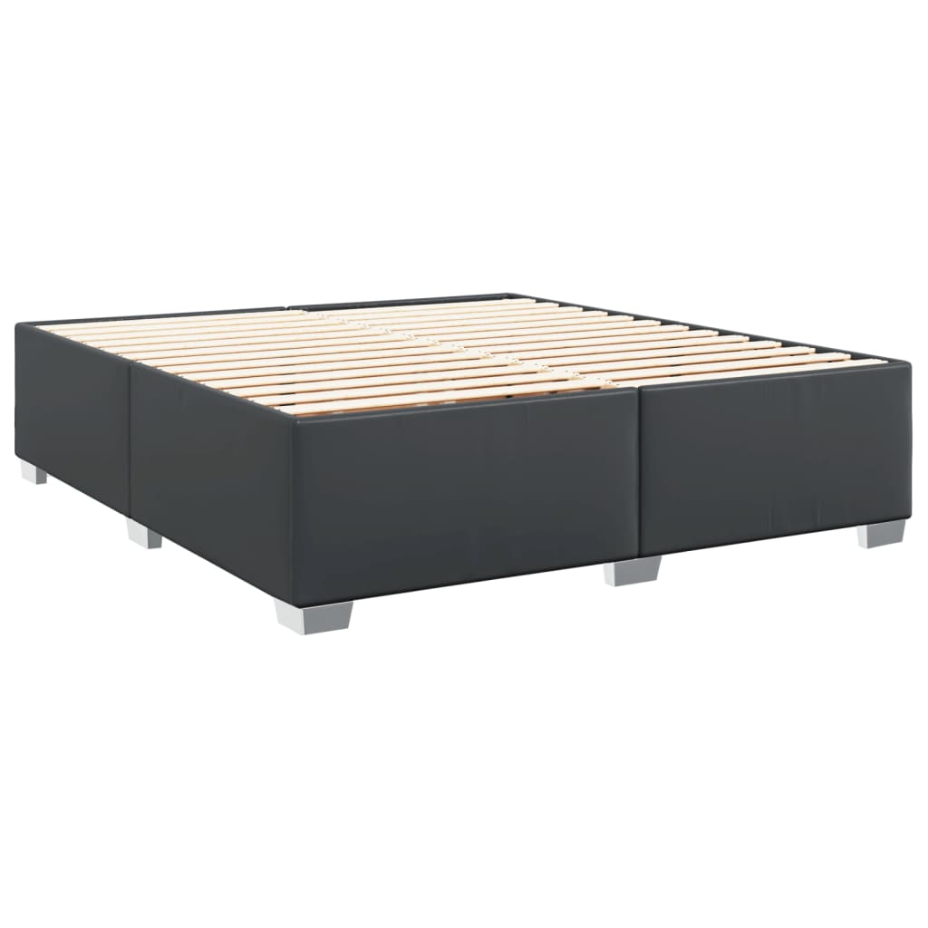 vidaXL Κρεβάτι Boxspring με Στρώμα Μαύρο 200x200 εκ. Συνθετικό Δέρμα