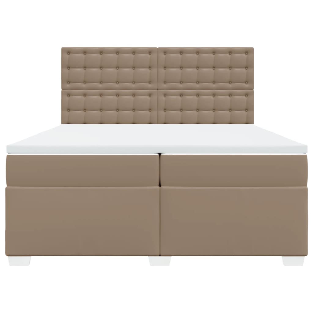 vidaXL Κρεβάτι Boxspring με Στρώμα Καπουτσίνο 200x200εκ.από Συνθ.Δέρμα