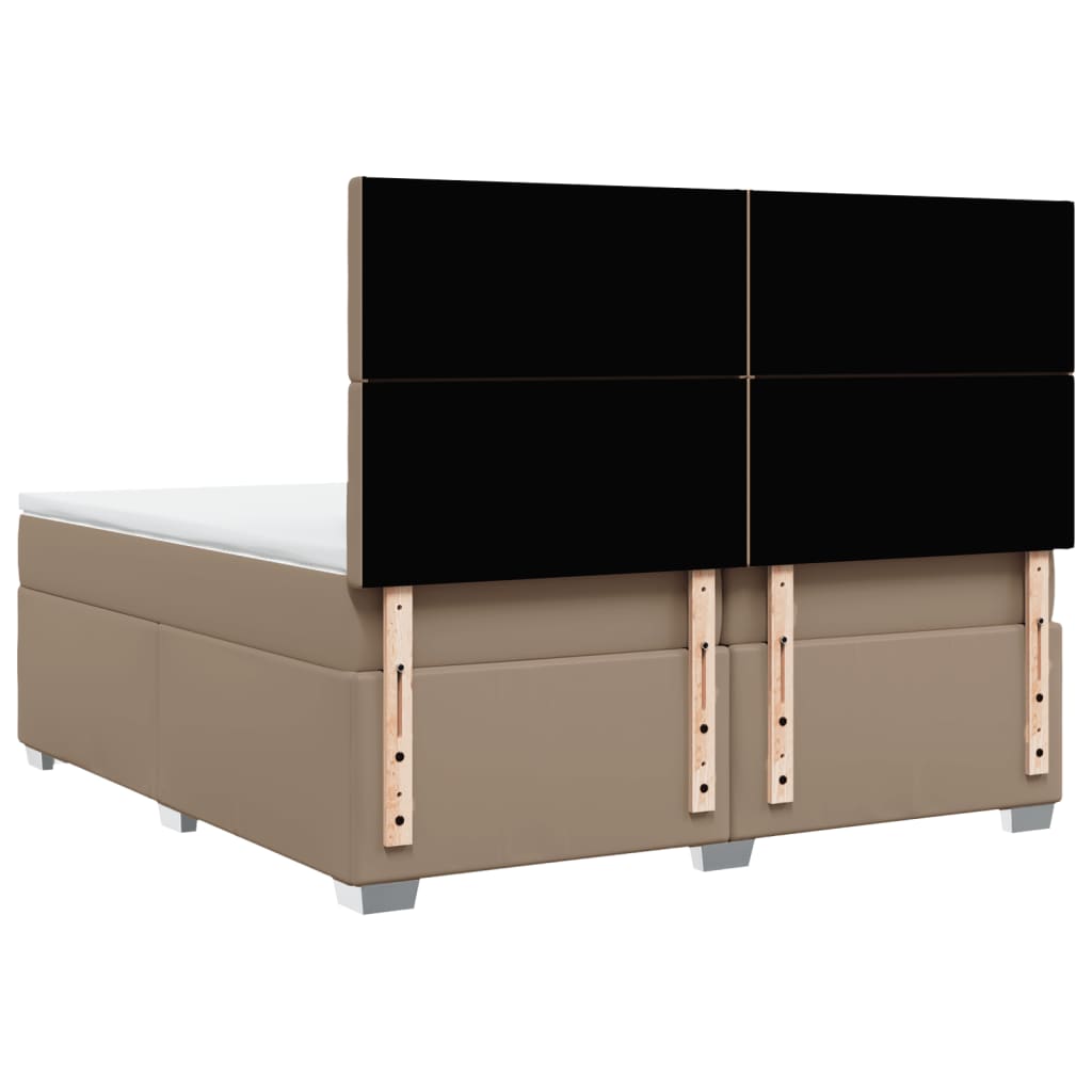 vidaXL Κρεβάτι Boxspring με Στρώμα Καπουτσίνο 200x200εκ.από Συνθ.Δέρμα