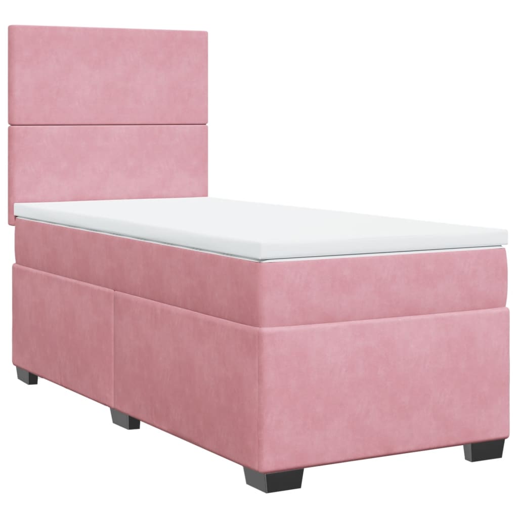 vidaXL Κρεβάτι Boxspring με Στρώμα Ροζ 80 x 200 εκ. Βελούδινο