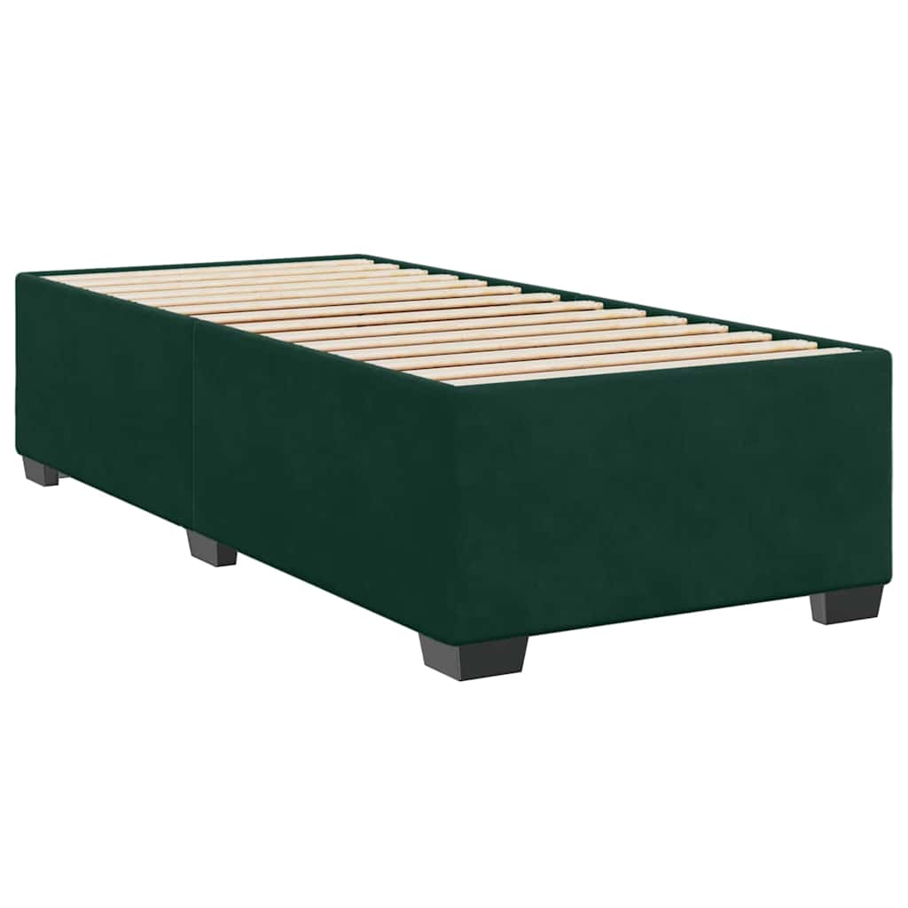 vidaXL Κρεβάτι Boxspring με Στρώμα Σκούρο Πράσινο 80x200 εκ. Βελούδινο