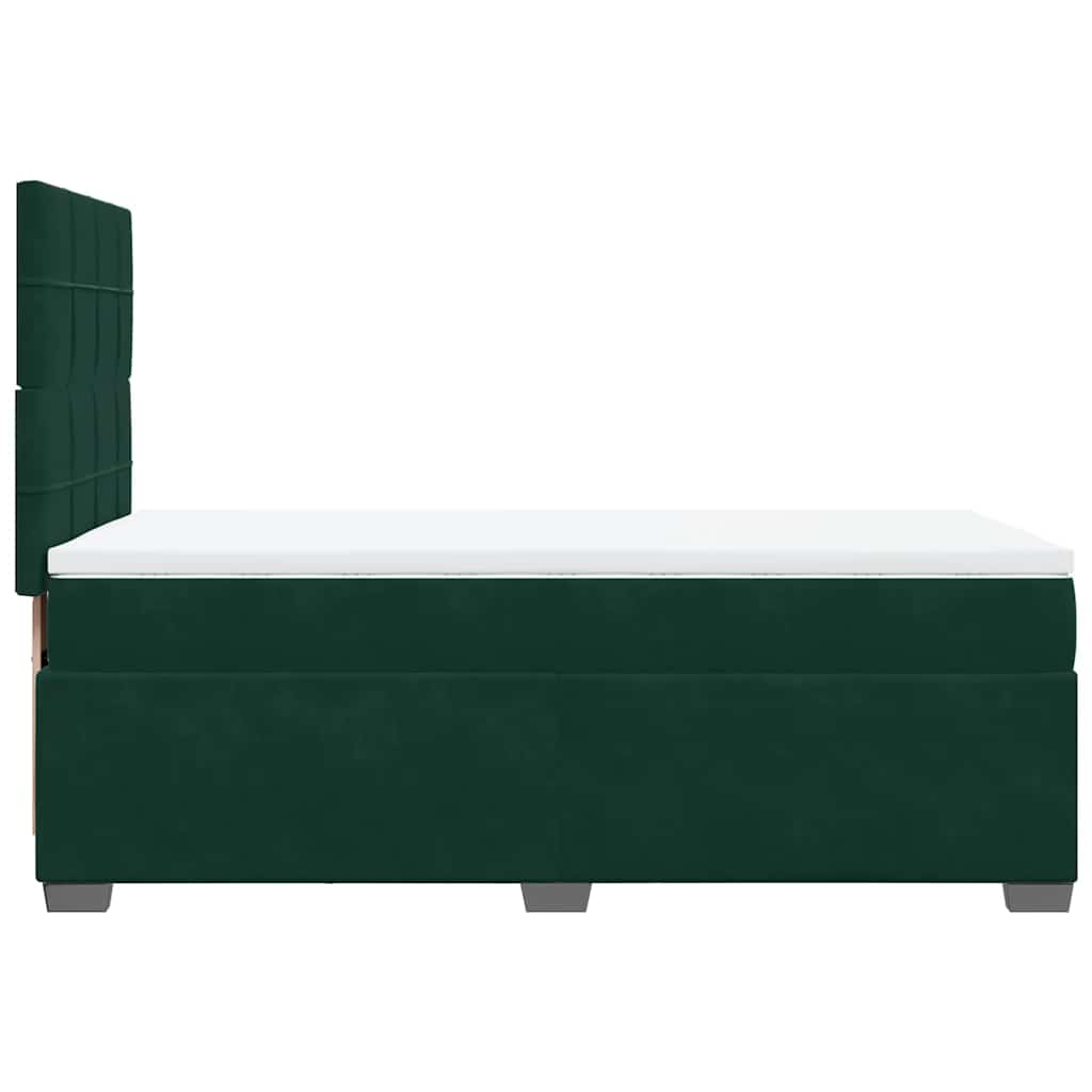 vidaXL Κρεβάτι Boxspring με Στρώμα Σκούρο Πράσινο 80x200 εκ. Βελούδινο