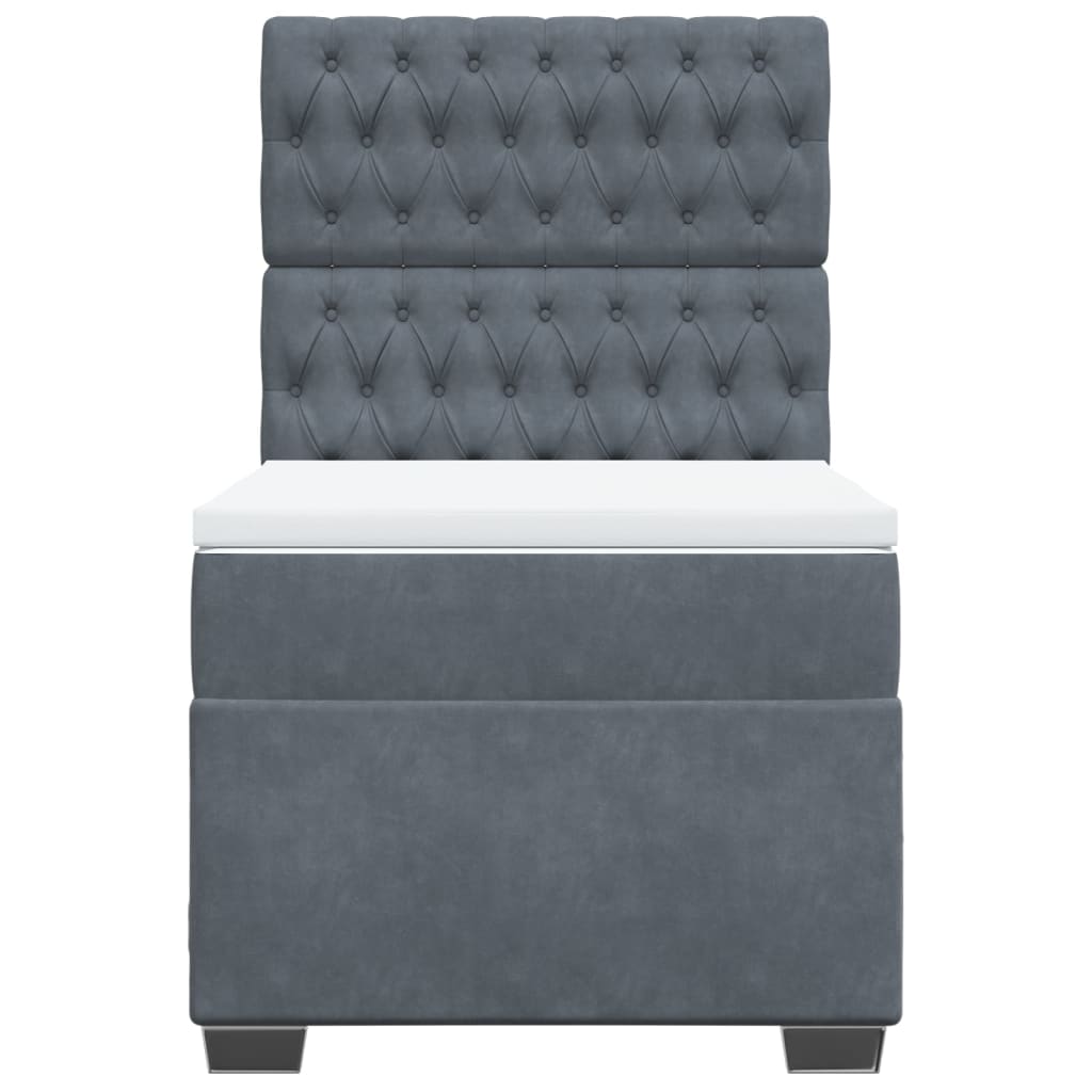 vidaXL Κρεβάτι Boxspring με Στρώμα Σκούρο Γκρι 80x200 εκ. Βελούδινο