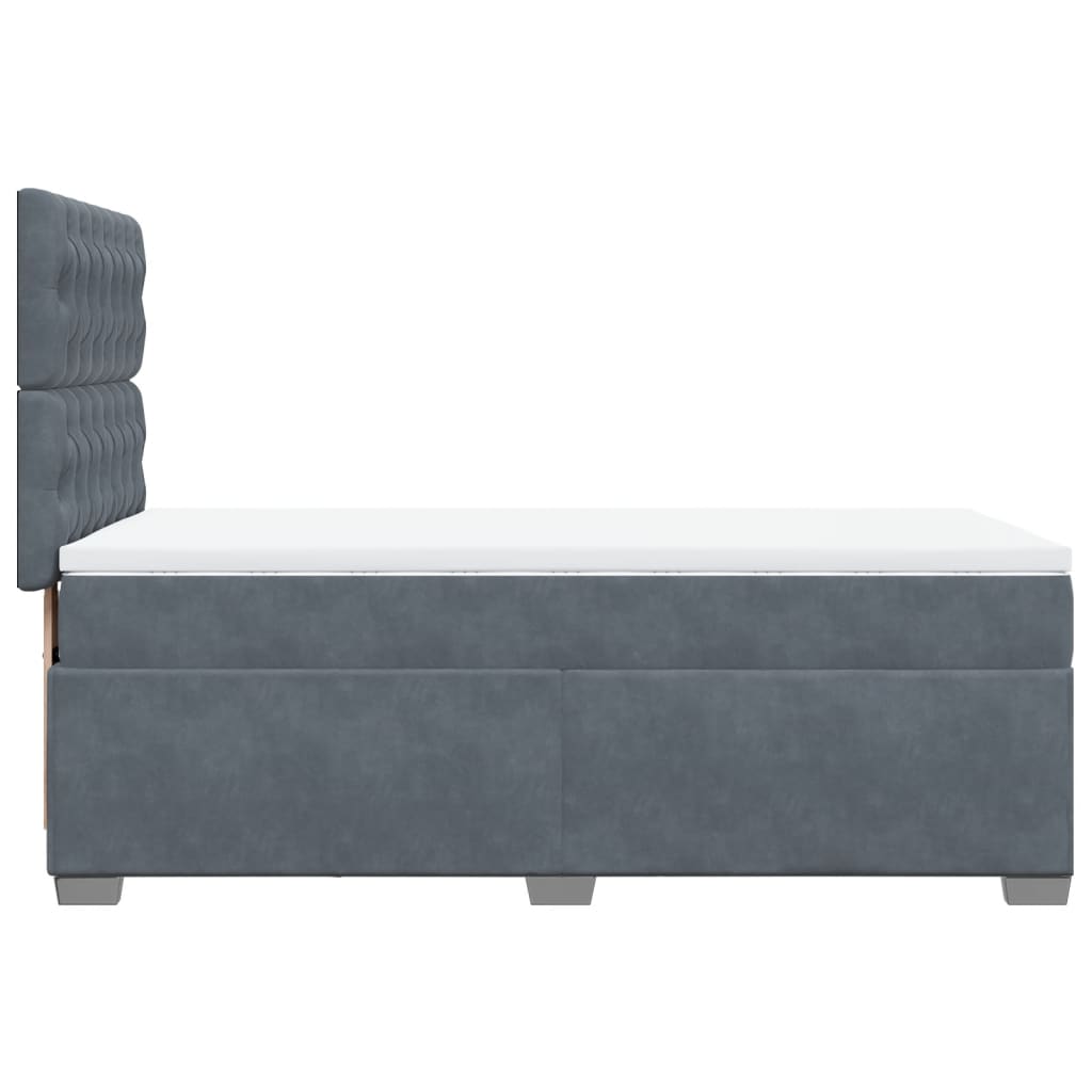 vidaXL Κρεβάτι Boxspring με Στρώμα Σκούρο Γκρι 80x200 εκ. Βελούδινο