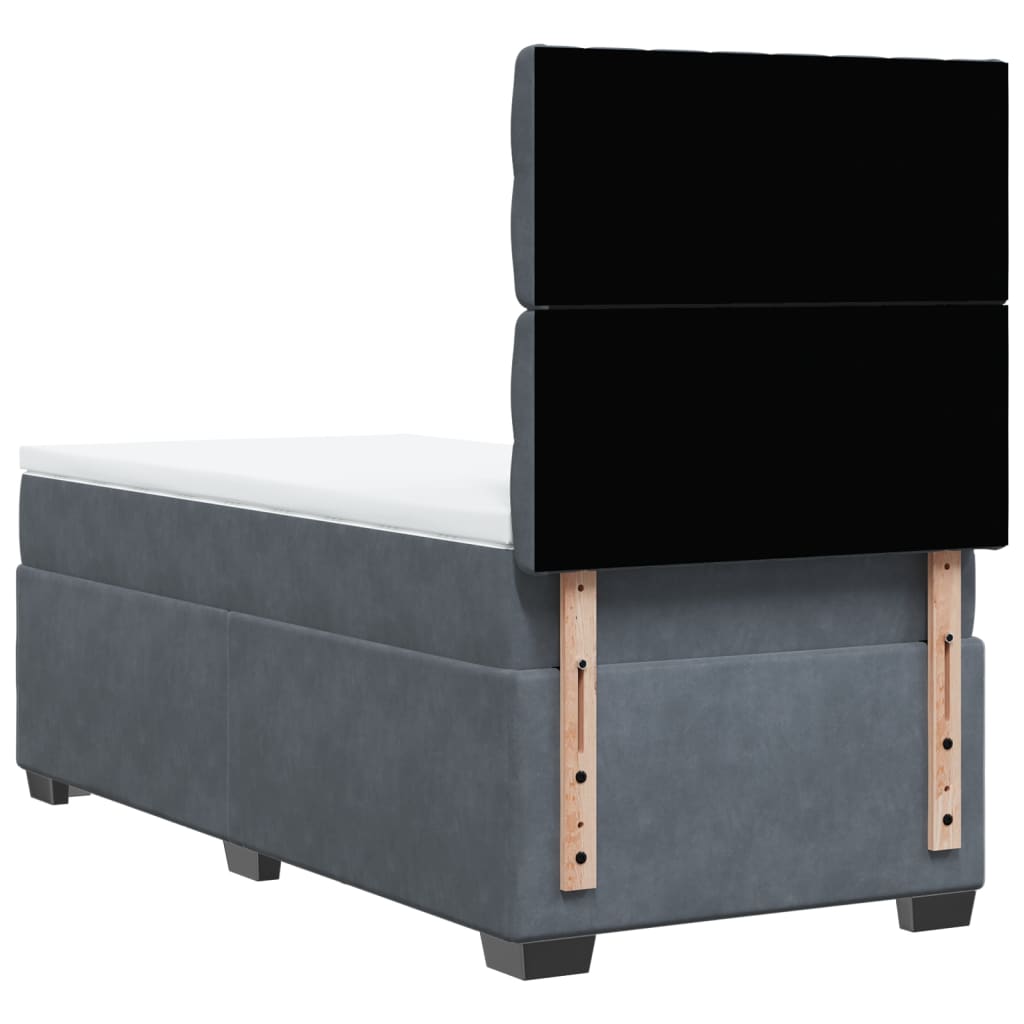 vidaXL Κρεβάτι Boxspring με Στρώμα Σκούρο Γκρι 80x200 εκ. Βελούδινο