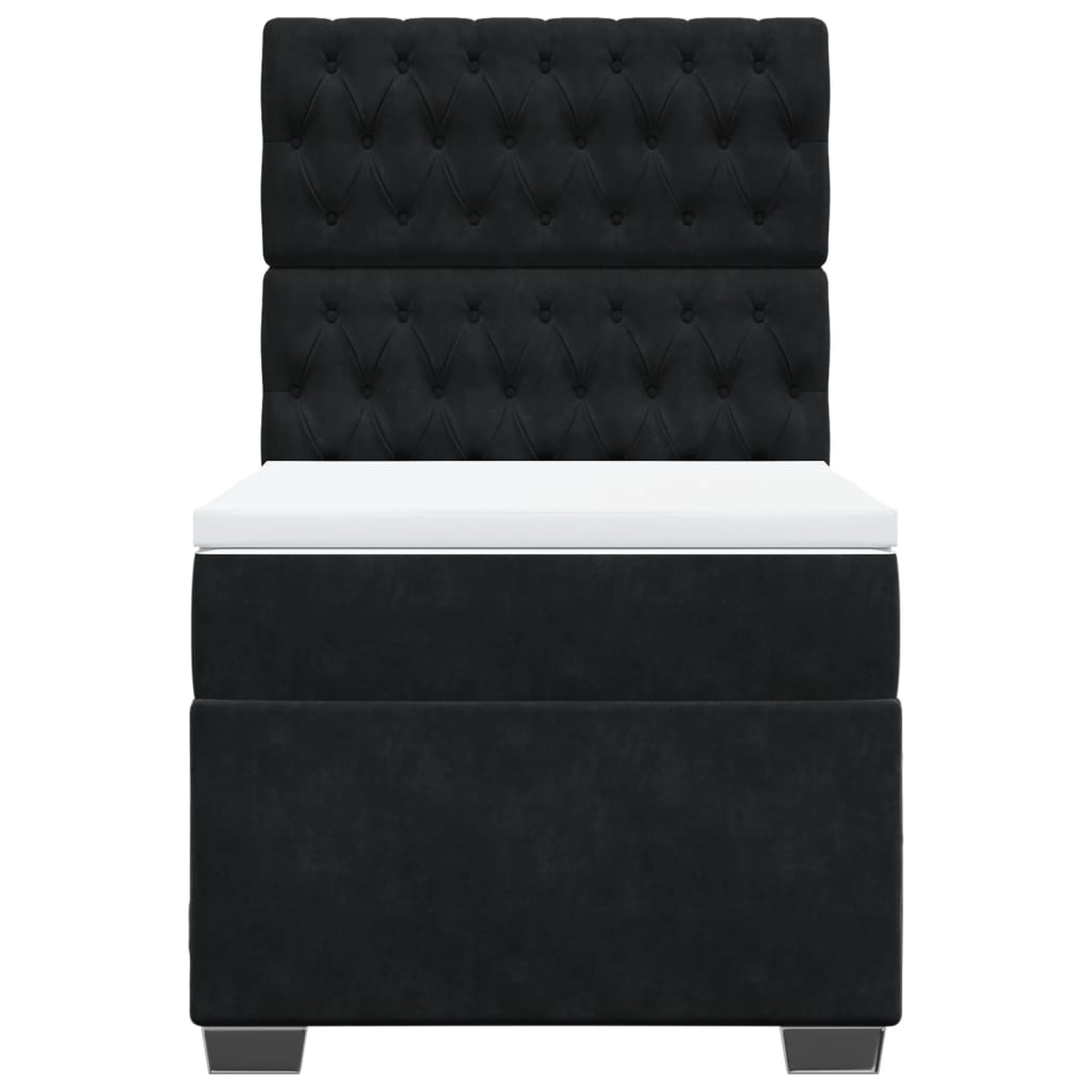 vidaXL Κρεβάτι Boxspring με Στρώμα Μαύρο 80 x 200 εκ. Βελούδινο