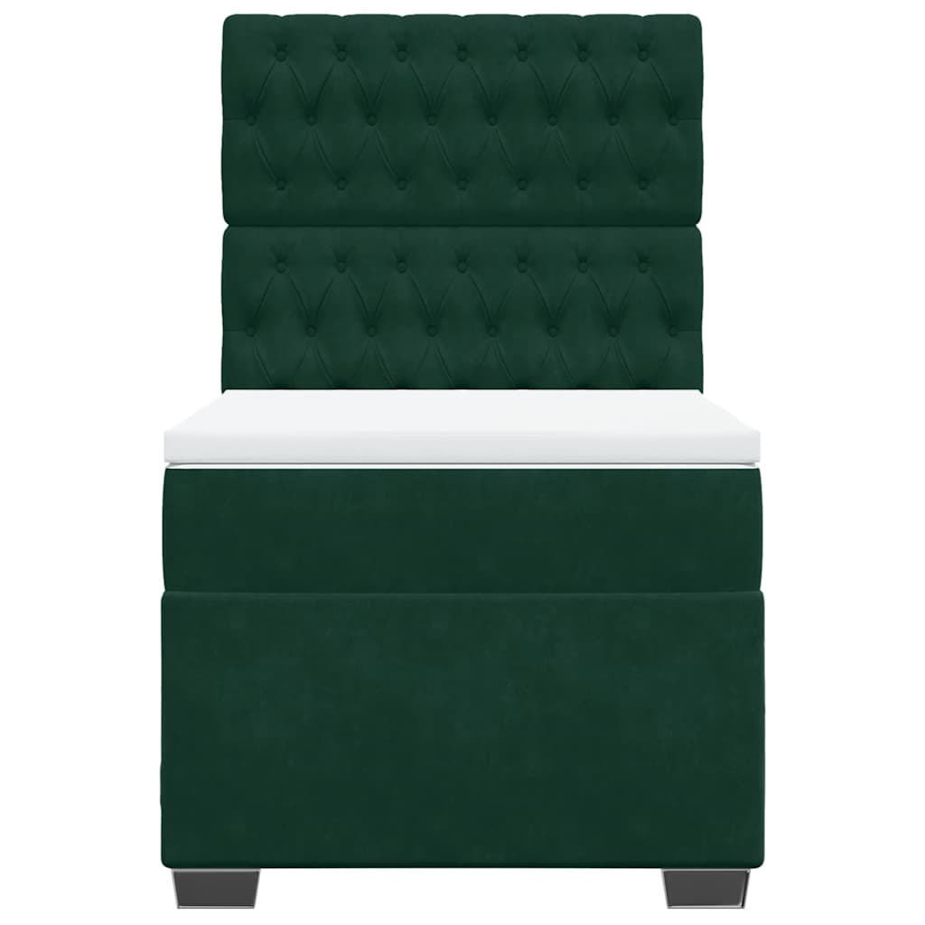 vidaXL Κρεβάτι Boxspring με Στρώμα Σκούρο Πράσινο 80x200 εκ. Βελούδινο