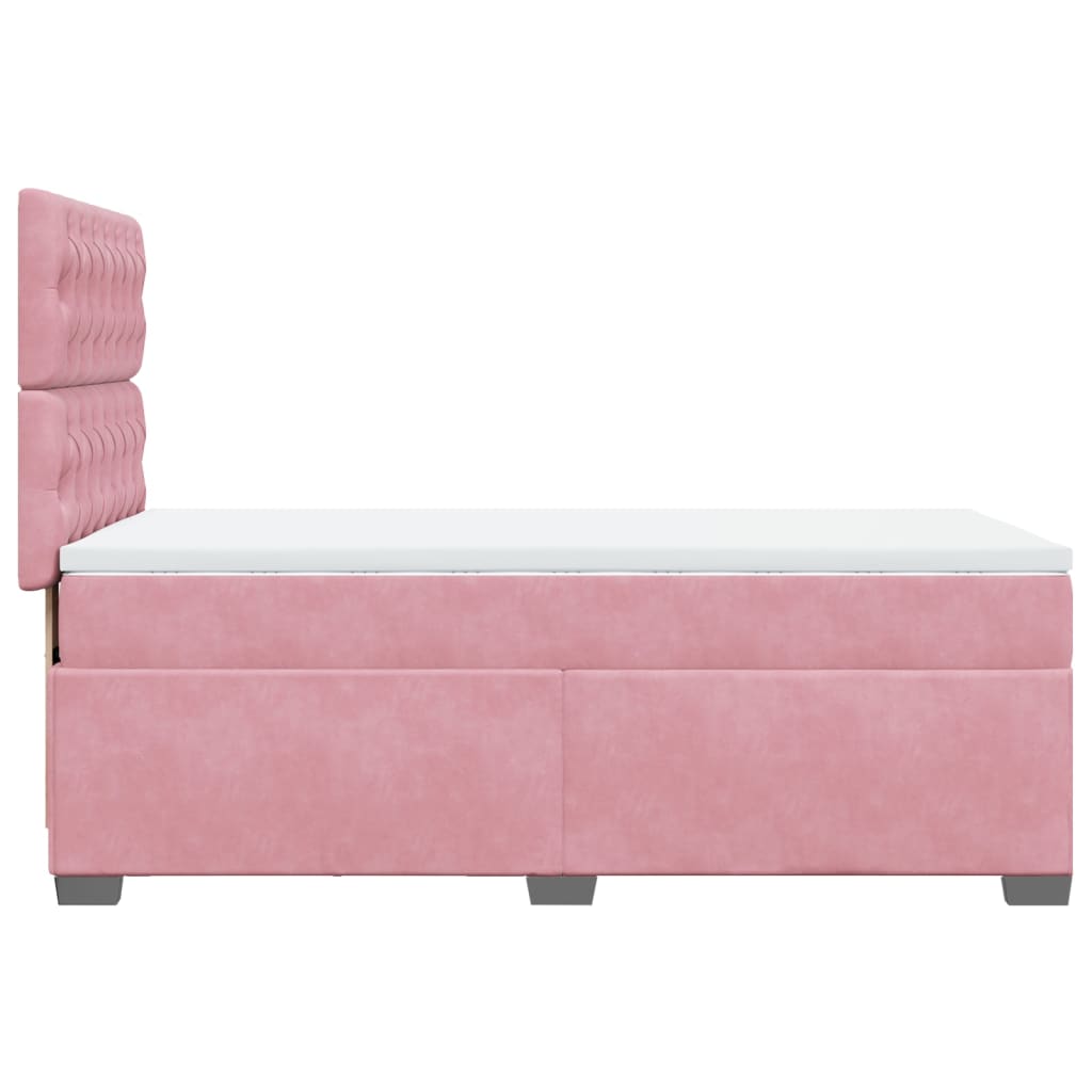 vidaXL Κρεβάτι Boxspring με Στρώμα Ροζ 80 x 200 εκ. Βελούδινο