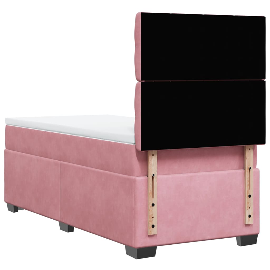vidaXL Κρεβάτι Boxspring με Στρώμα Ροζ 80 x 200 εκ. Βελούδινο