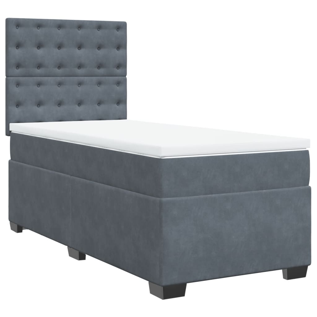 vidaXL Κρεβάτι Boxspring με Στρώμα Σκούρο Γκρι 80x200 εκ. Βελούδινο