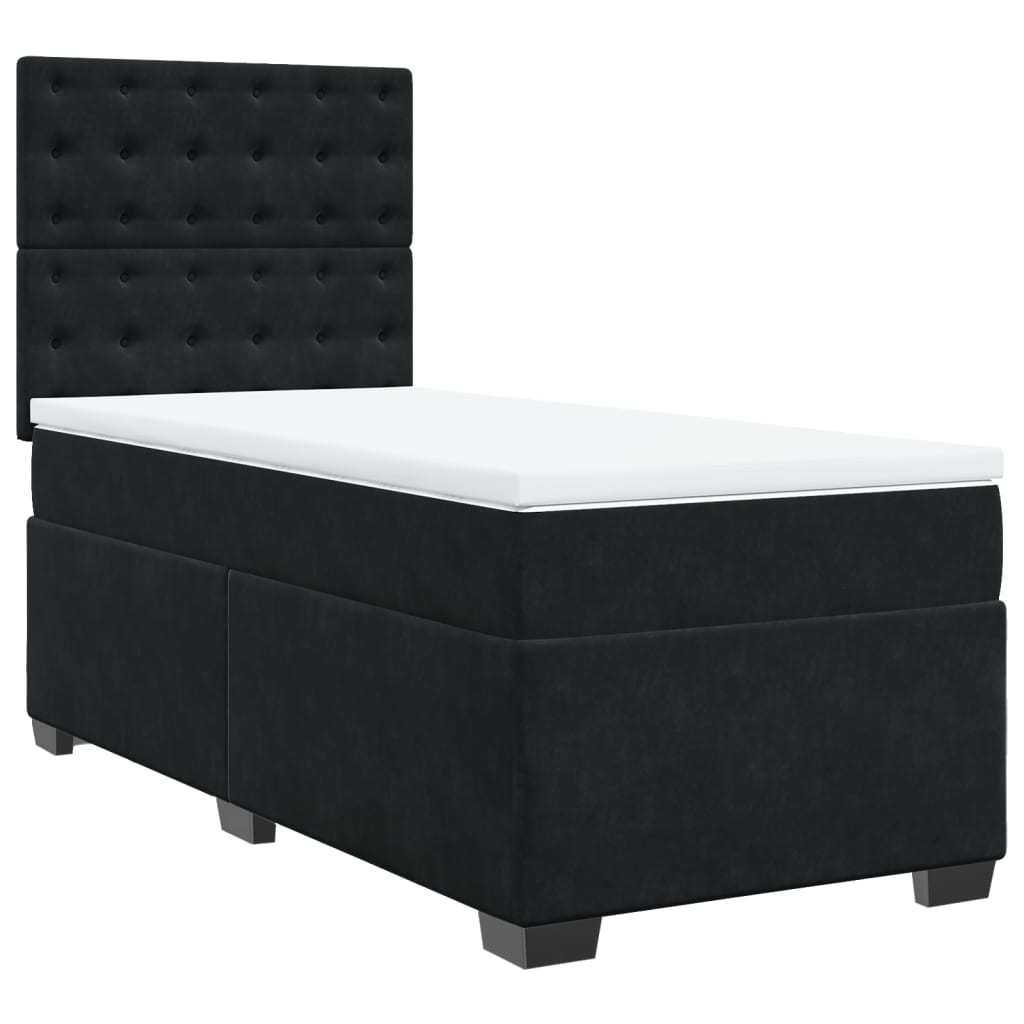 vidaXL Κρεβάτι Boxspring με Στρώμα Μαύρο 80 x 200 εκ. Βελούδινο
