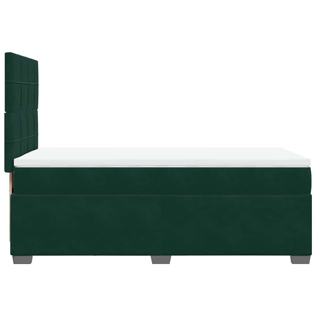 vidaXL Κρεβάτι Boxspring με Στρώμα Σκούρο Πράσινο 90x190 εκ. Βελούδινο