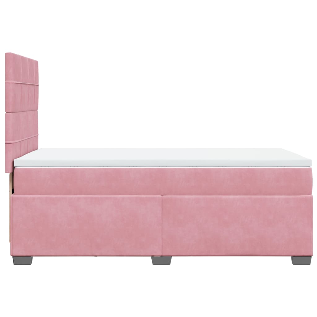 vidaXL Κρεβάτι Boxspring με Στρώμα Ροζ 90x190 εκ. Βελούδινο