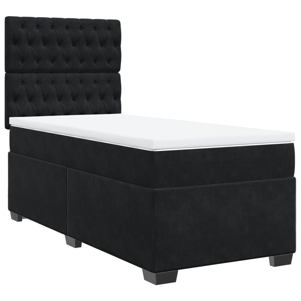 vidaXL Κρεβάτι Boxspring με Στρώμα Μαύρο 90x190 εκ. Βελούδινο