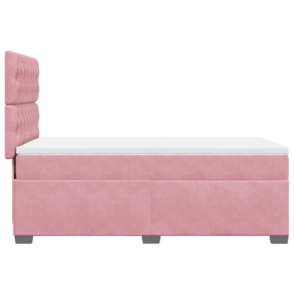 vidaXL Κρεβάτι Boxspring με Στρώμα Ροζ 90x190 εκ. Βελούδινο