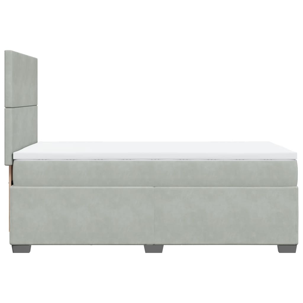 vidaXL Κρεβάτι Boxspring με Στρώμα Ανοιχτό Γκρι 90x200 εκ. Βελούδινο