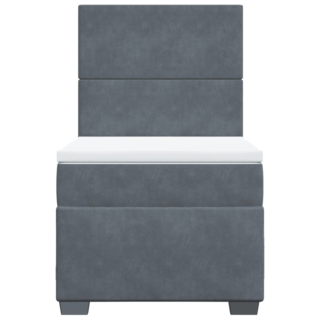vidaXL Κρεβάτι Boxspring με Στρώμα Σκούρο Γκρι 90x200 εκ. Βελούδινο