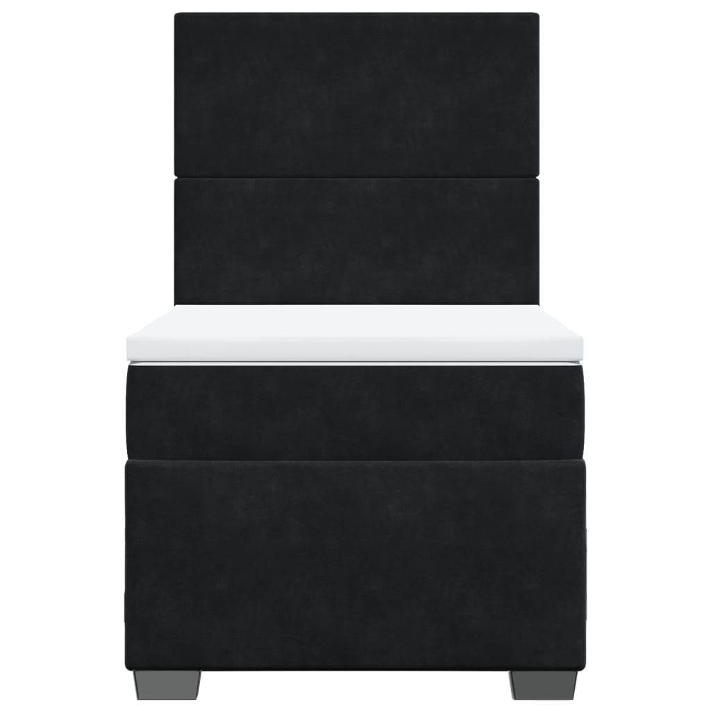 vidaXL Κρεβάτι Boxspring με Στρώμα Μαύρο 90x200 εκ. Βελούδινο