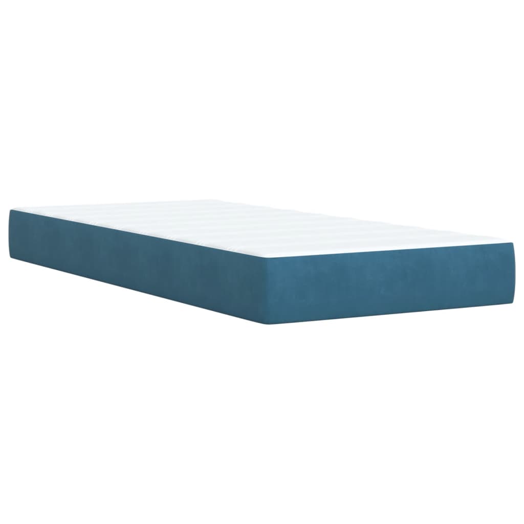 vidaXL Κρεβάτι Boxspring με Στρώμα Μπλε 90x200 εκ. Βελούδινο